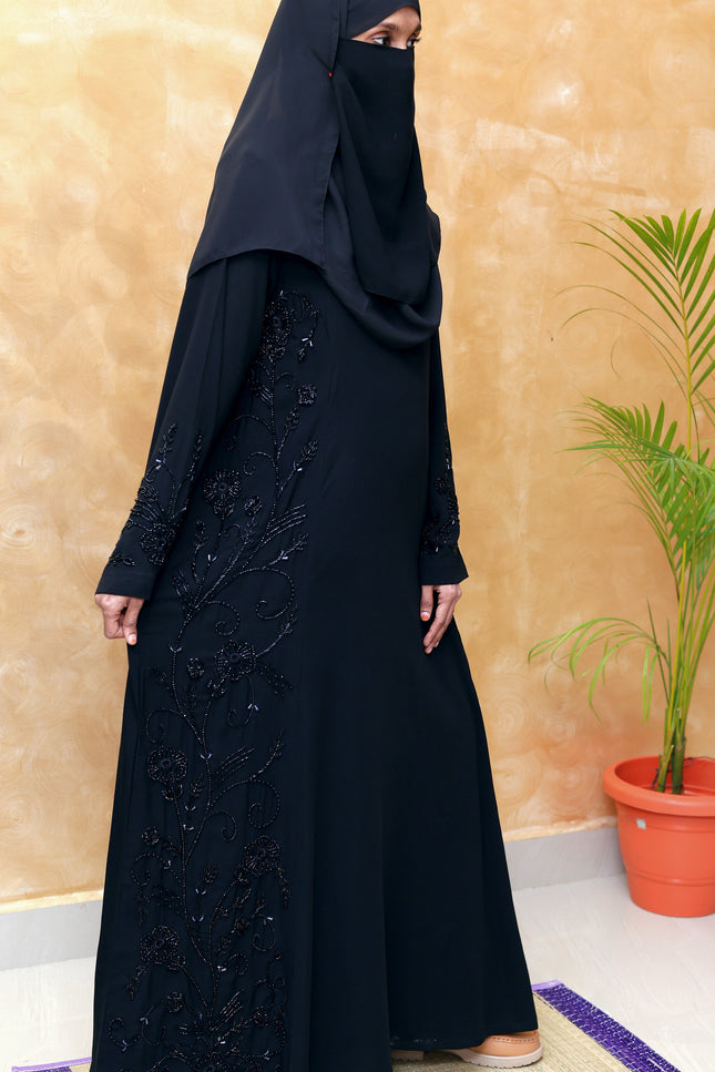 Black Royal Princess Embroidered Abaya | Premium Soft Nida