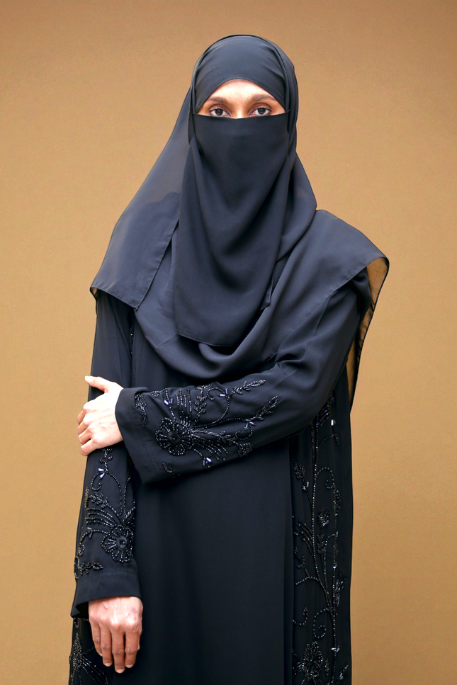 Black Royal Princess Embroidered Abaya | Premium Soft Nida