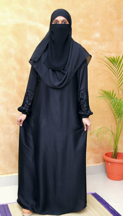 Black Fancy Embroidery Abaya –  Made from high-quality Korean Nida