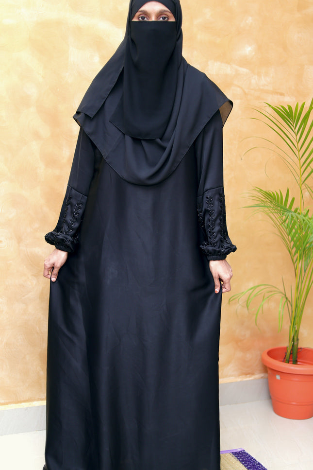 Black Fancy Embroidery Abaya –  Made from high-quality Korean Nida