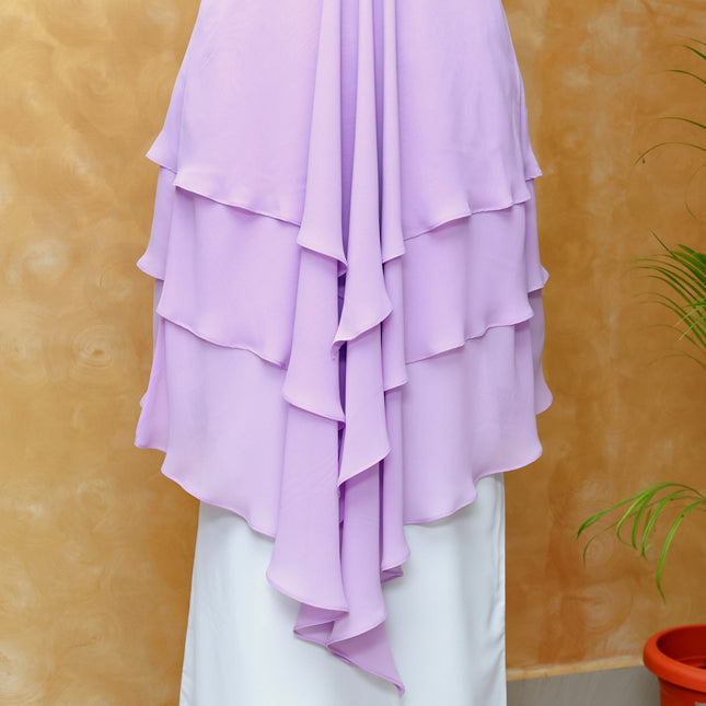 Purple Triple‑Layer Wool‑Soft Chiffon Khimar