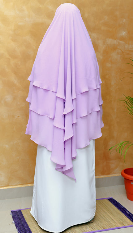 Purple Triple‑Layer Wool‑Soft Chiffon Khimar