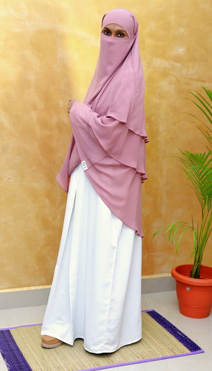 Powder Pink Triple‑Layer Wool‑Soft Chiffon Khimar