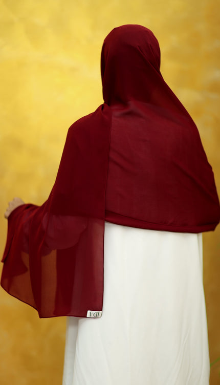 Maroon Plain Hijab -  Wool Soft Korean Chiffon Fabric