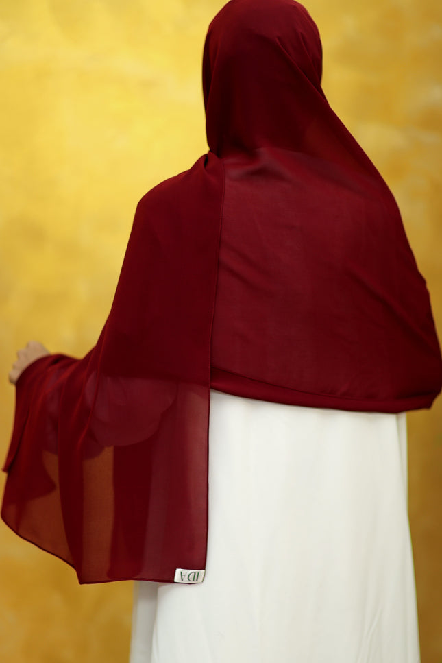 Maroon Plain Hijab -  Wool Soft Korean Chiffon Fabric