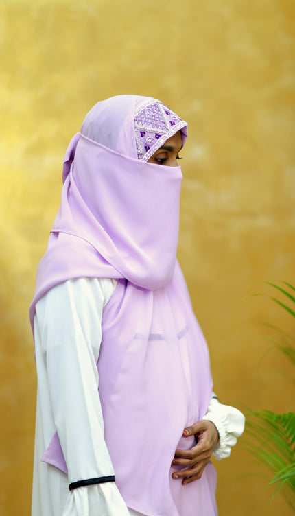 Handwork Designer Lavender - Wool Peach imported korean chiffon DHS0011