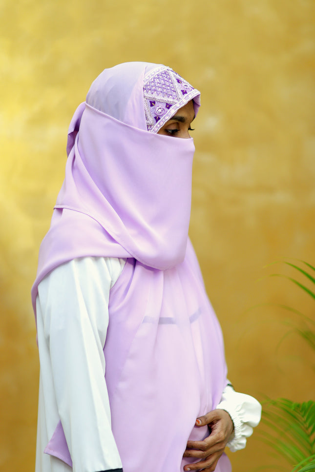 Handwork Designer Lavender - Wool Peach imported korean chiffon DHS0011