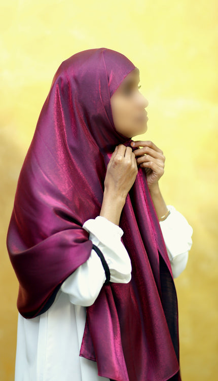 Instant Shimmer Hijab – Plain Maroon Shawl Head Scarf
