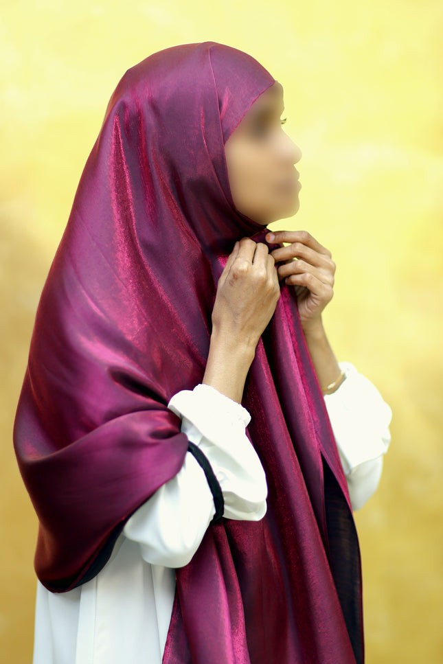 Instant Shimmer Hijab – Plain Maroon Shawl Head Scarf