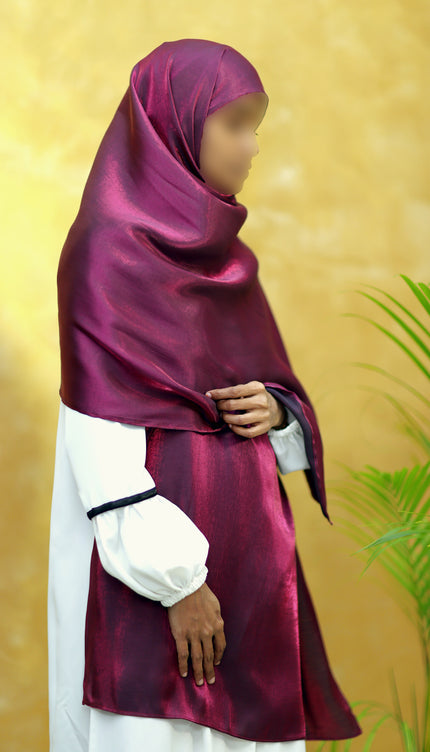 Instant Shimmer Hijab – Plain Maroon Shawl Head Scarf