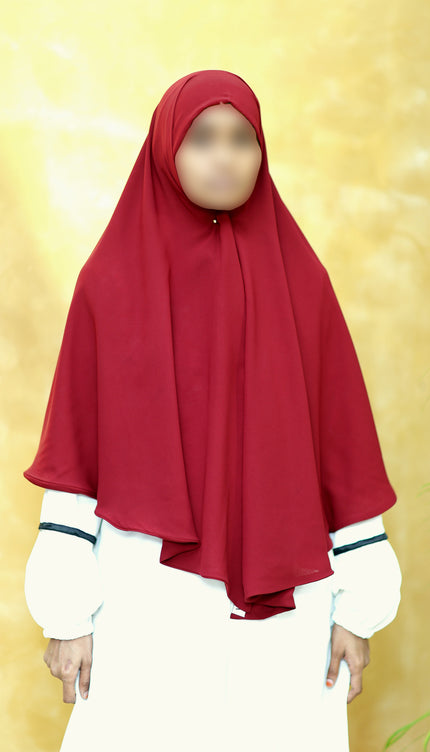 Maroon Instant Hijab With Zip | Double-Layer Korean Chiffon Veil | Luxe Everyday Modesty | Malaysian Hijab