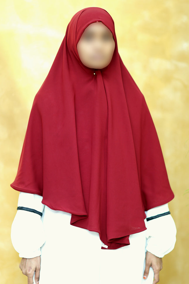 Maroon Instant Hijab With Zip | Double-Layer Korean Chiffon Veil | Luxe Everyday Modesty | Malaysian Hijab