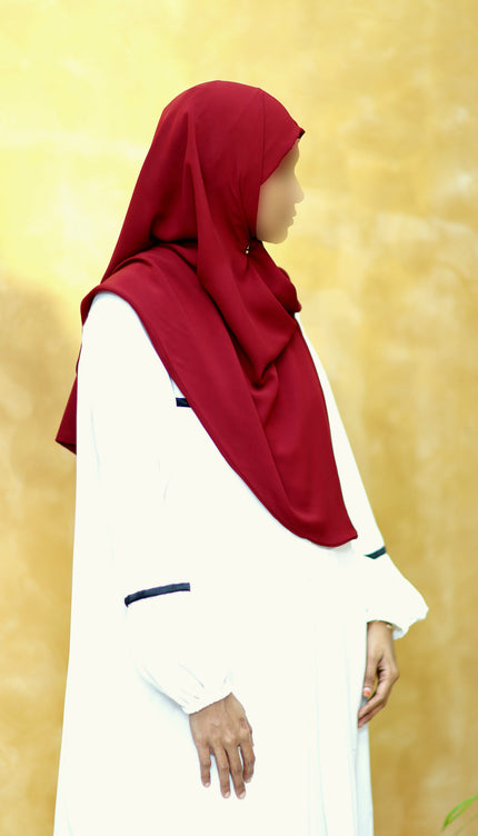Maroon Instant Hijab With Zip | Double-Layer Korean Chiffon Veil | Luxe Everyday Modesty | Malaysian Hijab