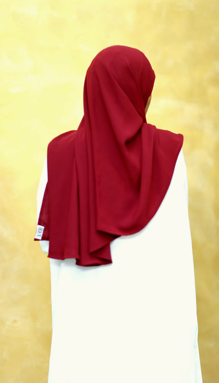 Maroon Instant Hijab With Zip | Double-Layer Korean Chiffon Veil | Luxe Everyday Modesty | Malaysian Hijab
