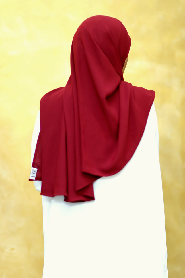 Maroon Instant Hijab With Zip | Double-Layer Korean Chiffon Veil | Luxe Everyday Modesty | Malaysian Hijab