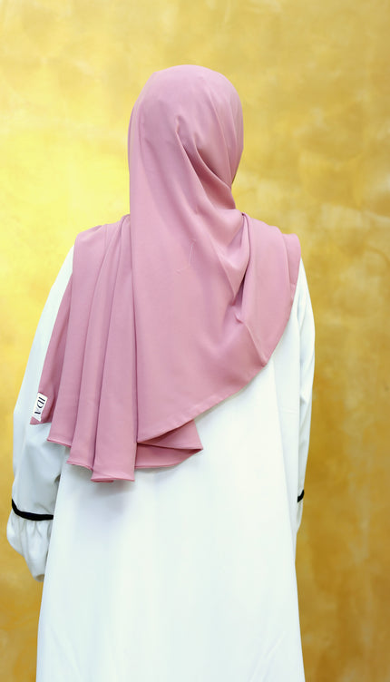 Blush Bloom – Powder Pink Instant Hijab with Zip Closure | Dual-Layer Imported Korean Chiffon | Flowy & Feminine | Malaysian Hijab