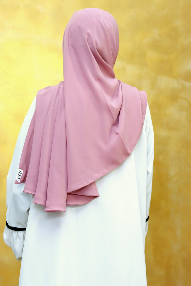 Blush Bloom – Powder Pink Instant Hijab with Zip Closure | Dual-Layer Imported Korean Chiffon | Flowy & Feminine | Malaysian Hijab