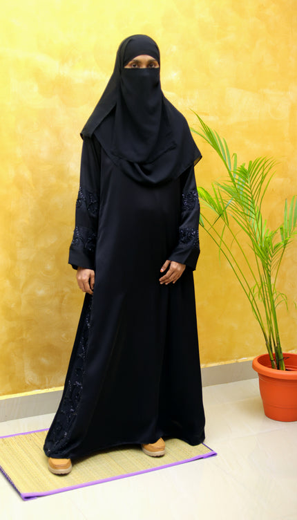 Hand Embroidered on Net  Premium Abaya for Women | Korean Nida | Elegant Islamic Dress India