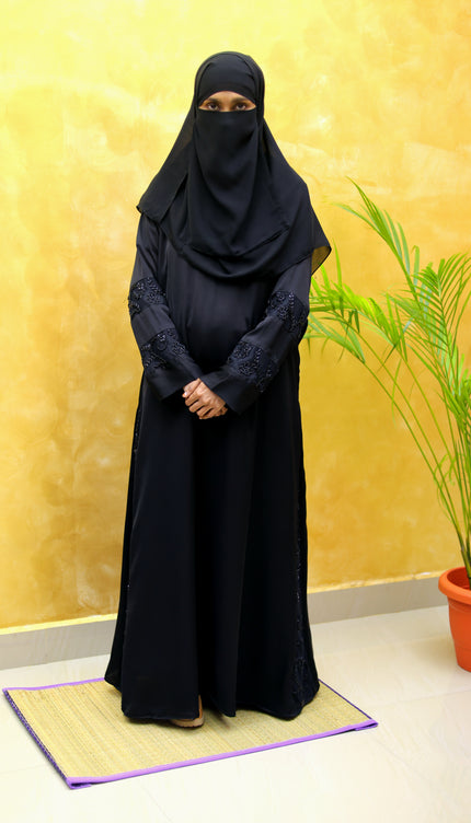 Hand Embroidered on Net  Premium Abaya for Women | Korean Nida | Elegant Islamic Dress India