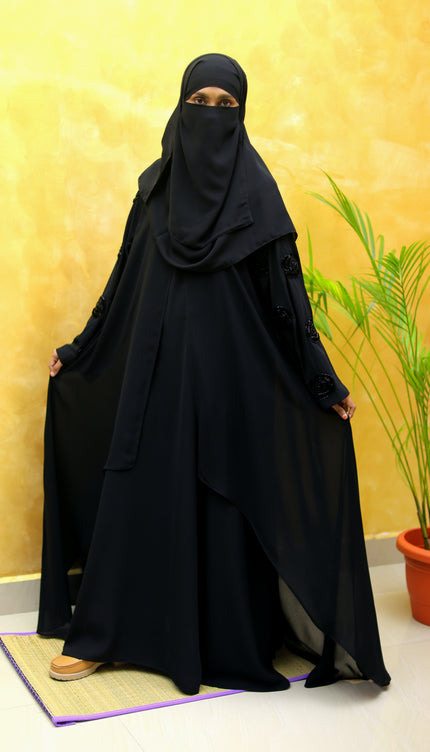 Velvet Rose-Sleeve Collage Abaya