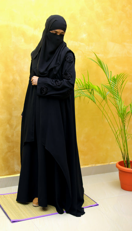 Velvet Rose-Sleeve Collage Abaya
