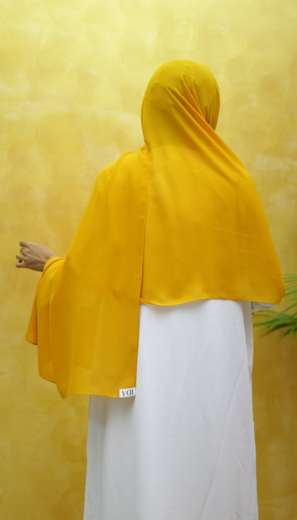 Mustard Yellow Plain Hijab -  Wool Soft Korean Chiffon Fabric