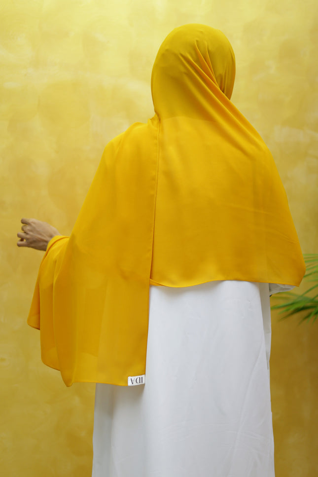 Mustard Yellow Plain Hijab -  Wool Soft Korean Chiffon Fabric