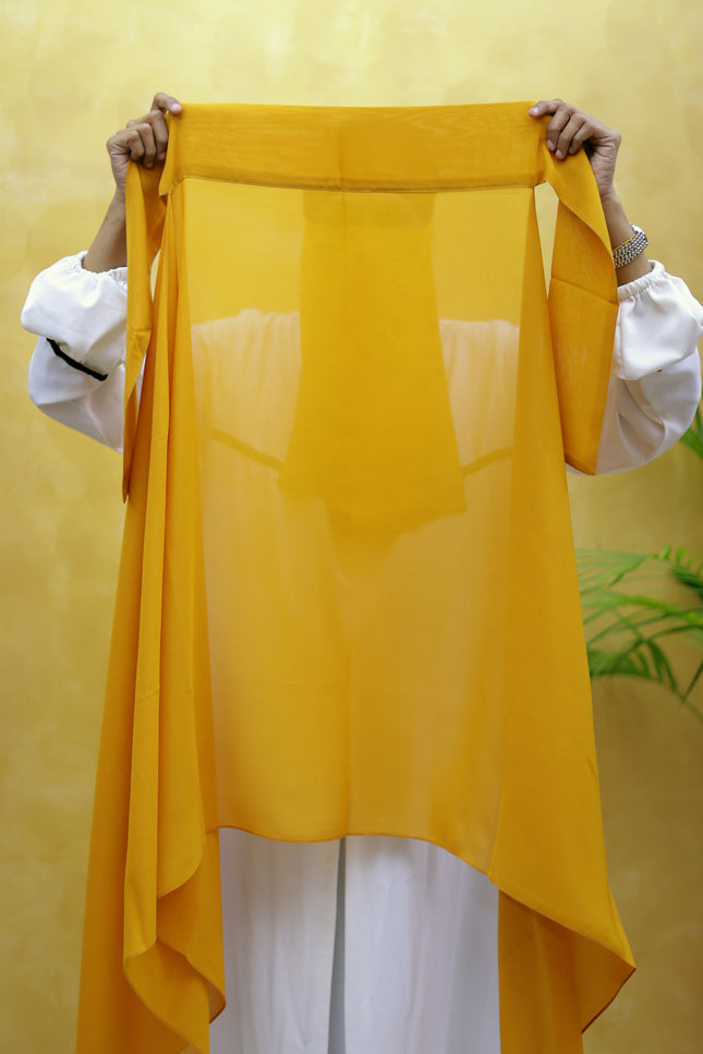 Instant Chiffon Hijab – Plain Mustard Yellow Shawl Head Scarf