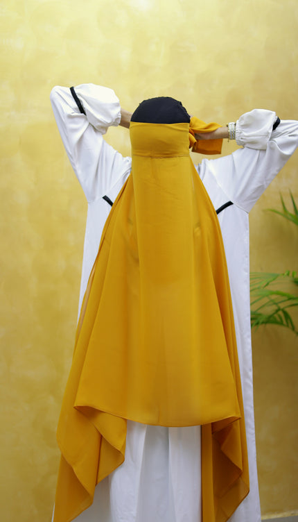 Instant Chiffon Hijab – Plain Mustard Yellow Shawl Head Scarf