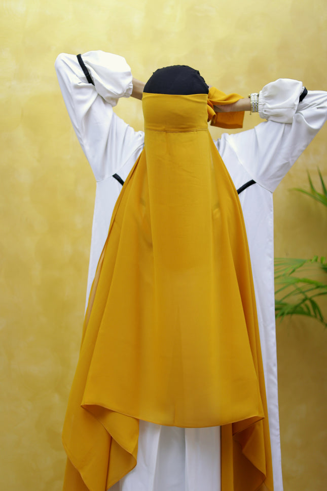 Instant Chiffon Hijab – Plain Mustard Yellow Shawl Head Scarf