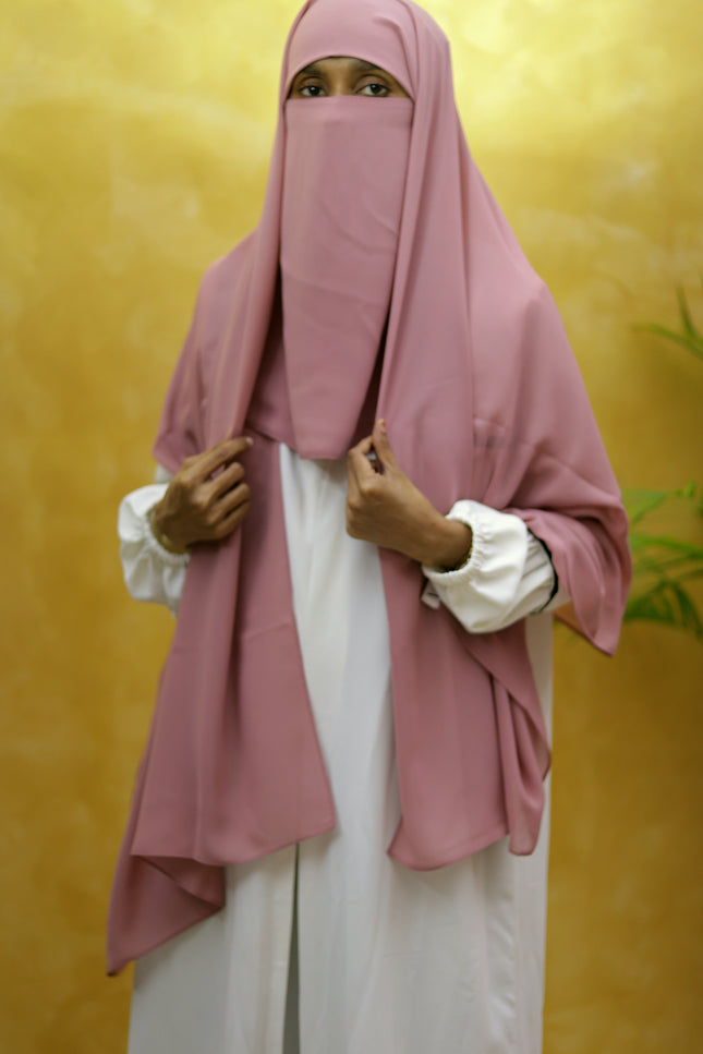 Instant Chiffon Hijab – Plain Powder Pink Shawl Head Scarf