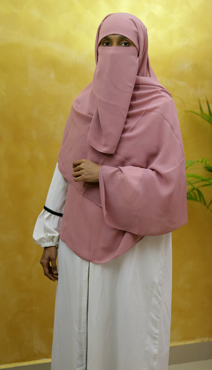 Instant Chiffon Hijab – Plain Powder Pink Shawl Head Scarf