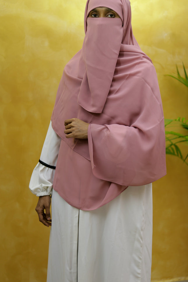Instant Chiffon Hijab – Plain Powder Pink Shawl Head Scarf