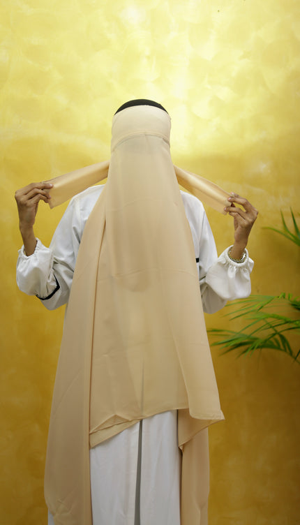 Instant Chiffon Hijab – Plain Beige Shawl Head Scarf