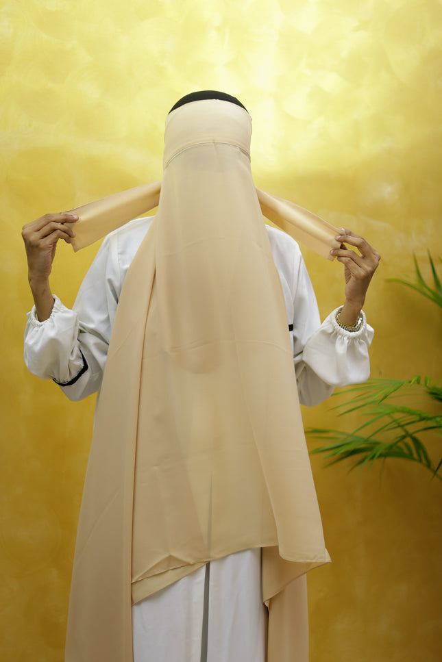 Instant Chiffon Hijab – Plain Beige Shawl Head Scarf
