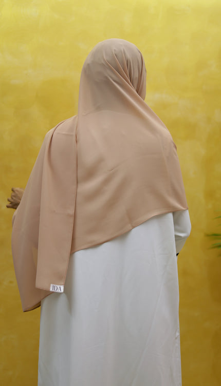 Hijab cum Niqab – Coffee Brown | Slip-On Modest Shawl with Face Cover