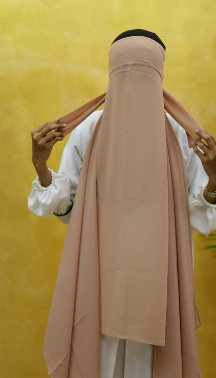 Instant Chiffon Hijab – Plain Coffee Brown Shawl Head Scarf