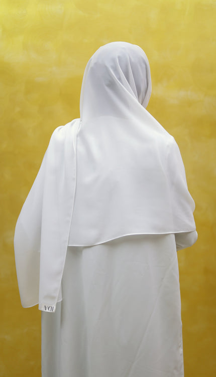White Plain Hijab - Wool Soft Korean Chiffon Fabric