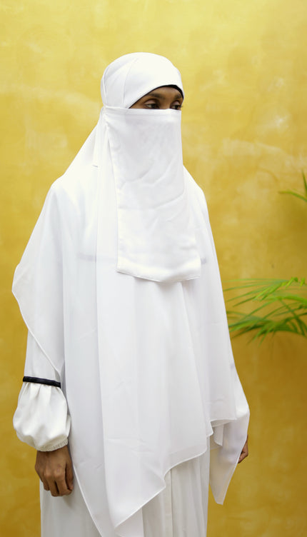 Hijab with Nose Piece – White | Ready-to-Wear Chiffon Hijab
