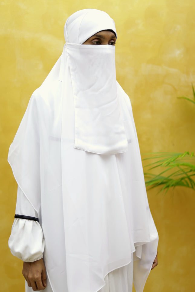 Hijab with Nose Piece – White | Ready-to-Wear Chiffon Hijab