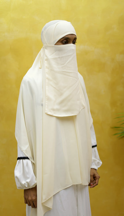 Hijab with Nose Piece – Off White | Ready-to-Wear Chiffon Hijab