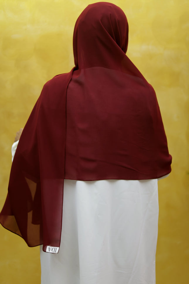 Instant Chiffon Hijab – Plain Maroon Shawl Head Scarf