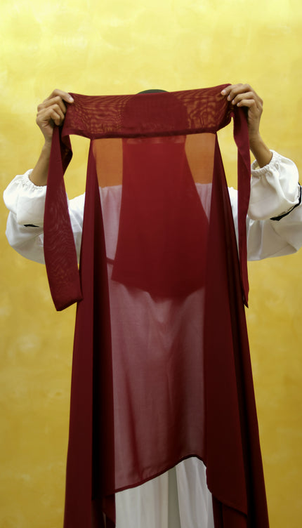 Instant Chiffon Hijab – Plain Maroon Shawl Head Scarf