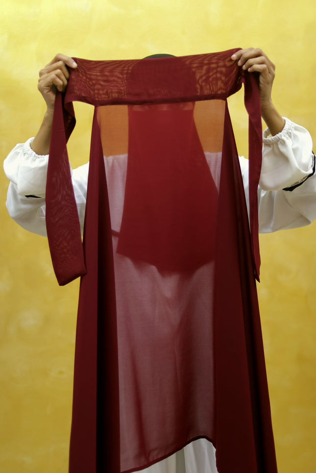 Instant Chiffon Hijab – Plain Maroon Shawl Head Scarf