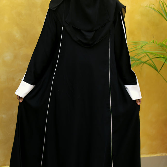 White Sleeves Daily wear Abaya using Imported Korean Nida