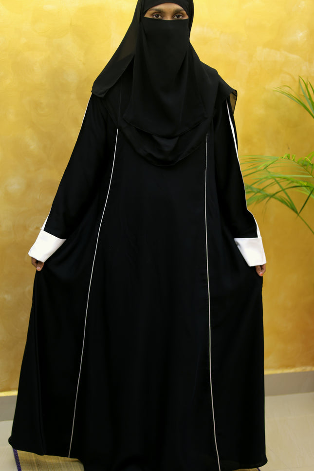 White Sleeves Daily wear Abaya using Imported Korean Nida