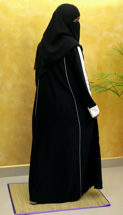 White Sleeves Daily wear Abaya using Imported Korean Nida