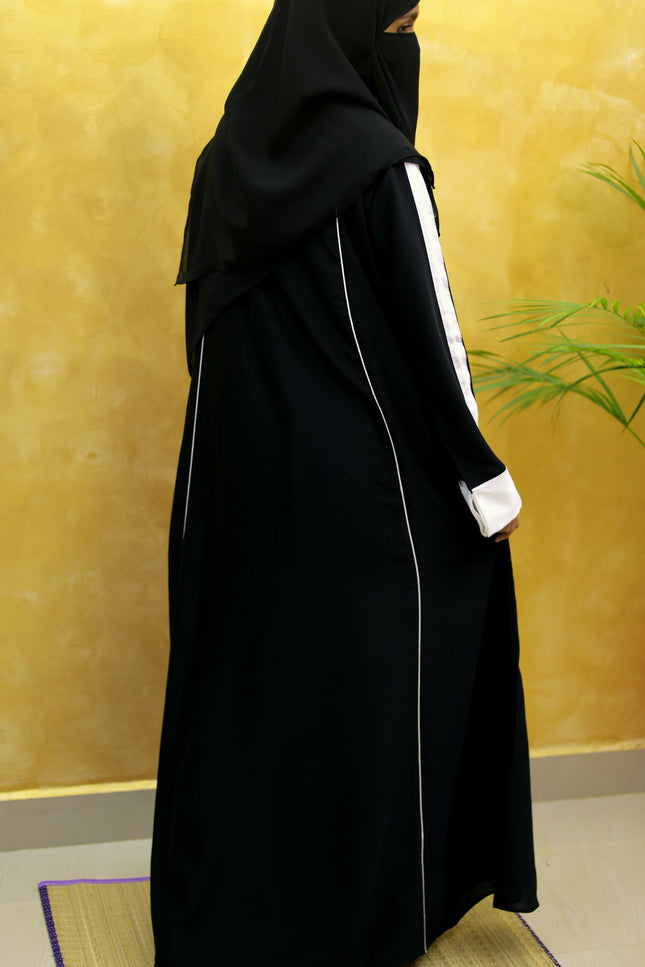 White Sleeves Daily wear Abaya using Imported Korean Nida