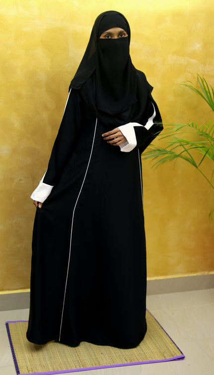 White Sleeves Daily wear Abaya using Imported Korean Nida