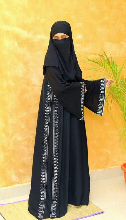 Umbrella-Sleeve Crystal Abaya with Cutdhana | Royal Luxury Nida